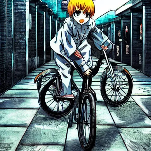 Image similar to seinen manga 🌇 🚲🚲🚲!!!!