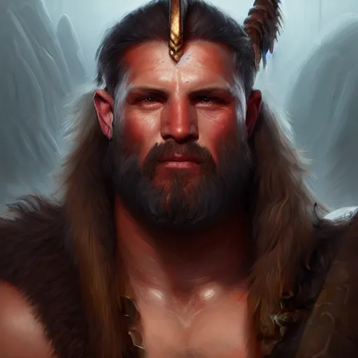 Prompt: a _ fantasy _ style _ portrait _ painting _ of barbarian oil _ painting _ unreal _ 5 _ daz. _ rpg _ portrait _ extremely _ detailed _ artgerm _ greg _ rutkowski _ greg