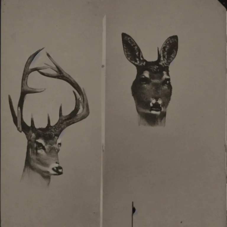 Image similar to deer headed human, old jail mugshot