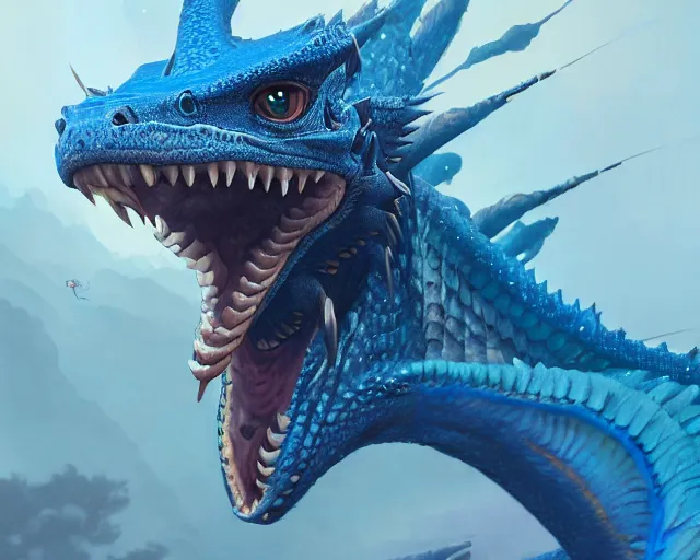 Image similar to highly detailed portrait of a blue flying dragon, in gta v, stephen bliss, unreal engine, fantasy art by greg rutkowski, loish, rhads, ferdinand knab, makoto shinkai and lois van baarle, ilya kuvshinov, rossdraws, tom bagshaw, global illumination, radiant light, detailed and intricate environment