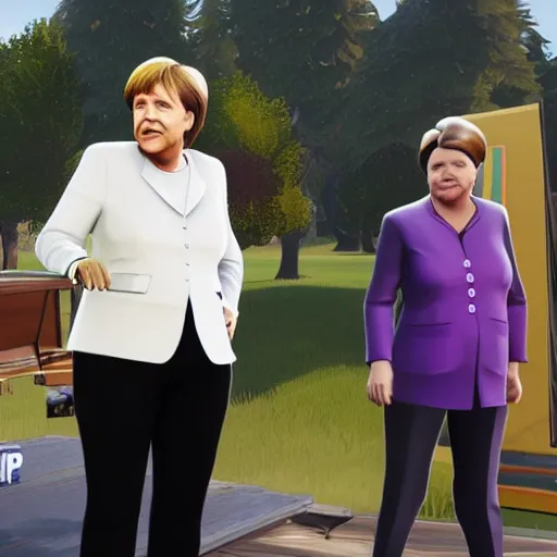 Prompt: Angela Merkel in Fortnite