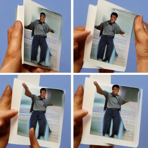 Image similar to a flip book of a man waving his arm from left to right frame by frame, separated into equally sized frames, from'how to make a flip book animation'