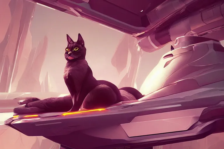 Prompt: neko woman with cat ears in a futuristic spaceship, detailed digital art, futuristic, vector art, by greg rutkowski, by ilya kuvshinov, by artgerm, octane render, dynamic lighting