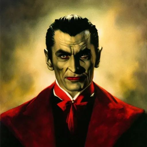 Image similar to ultra realistic portrait painting of dracula, art by frank frazetta, 4 k, ultra realistic, highly detailed, epic lighting