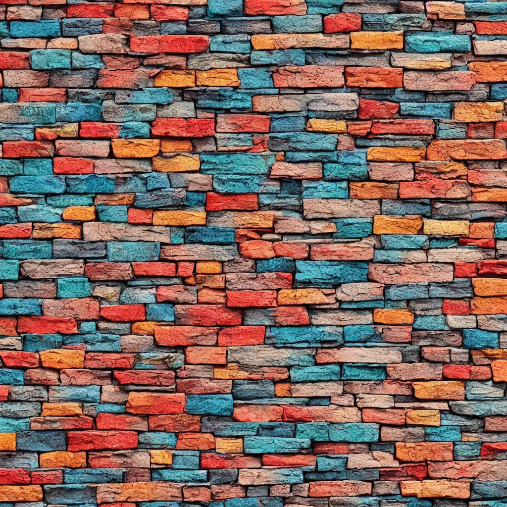 Prompt: multicolor painted brick texture