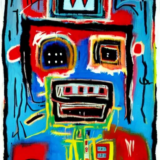 Prompt: a robot painted by basquiat