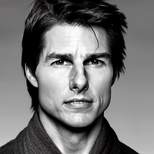 Image similar to a portrait photo of 25 year old tom cruise, with a disappointed expression, looking forward