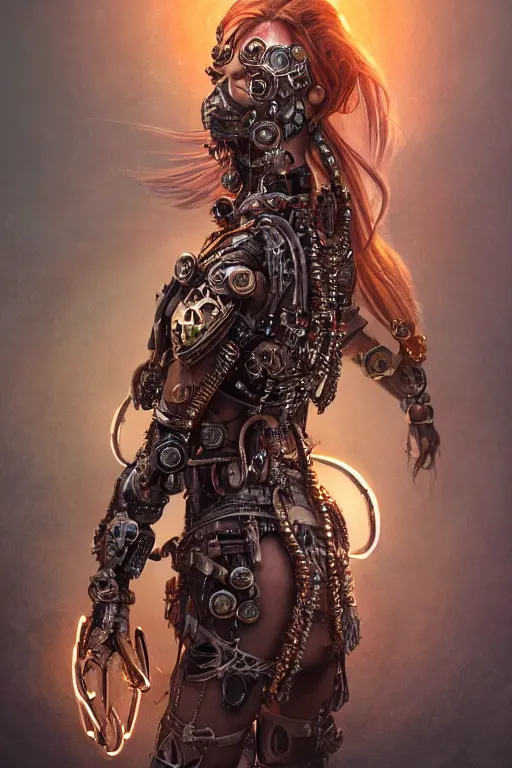 Image similar to a centered render of a majestic post apocalyptic cyborg warrior wearing armour gemstones and crystals and leather clothing surrounded by bio - luminescent jellyfish and sacred geometry, cinematic, beautifully lit, by artgerm, by donato giancola, by viktoria gavrilenko 3 d, trending on artstation, octane render, 8 k