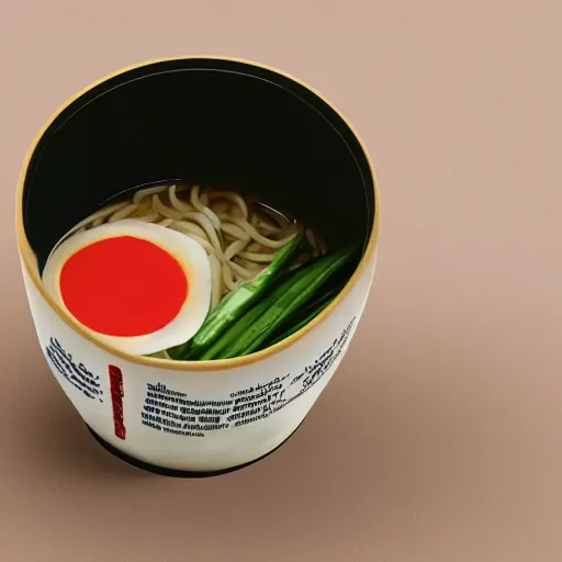 Image similar to cup ramen, packaging designed by robert rauschenberg