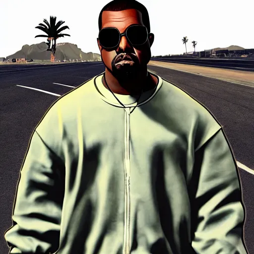 Image similar to kanye west, gta v style, cover