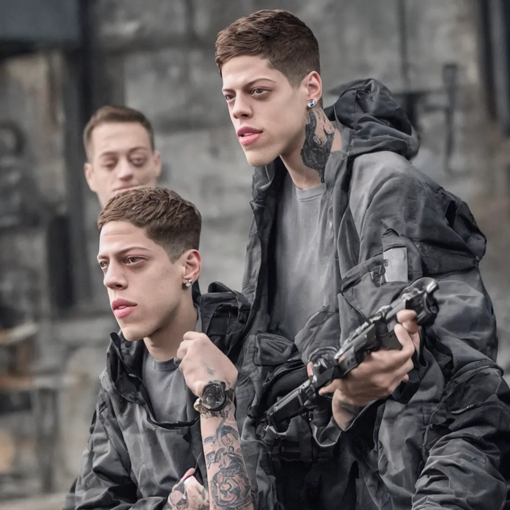 Image similar to pete davidson in an action movie