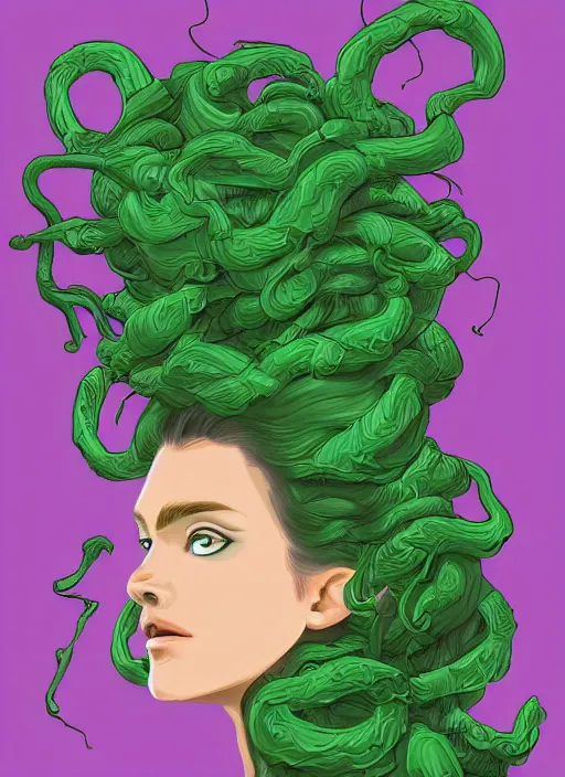 Prompt: medusa but her hair is made of geese, digital art, trending on artstation