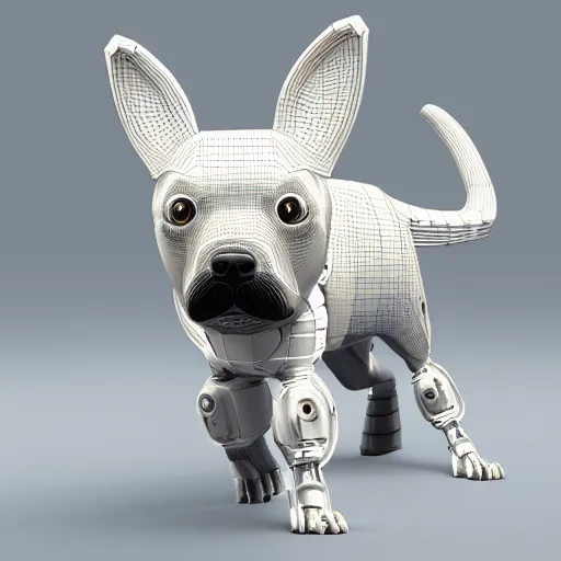 Image similar to a cybernetically enhanced dog, digital art, 3 d render, blender,