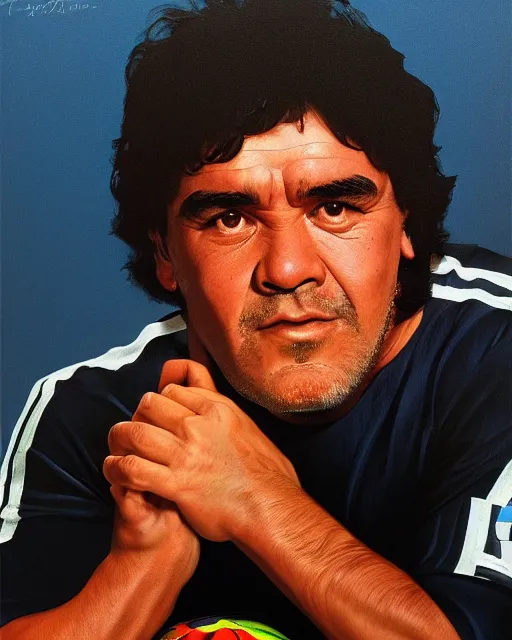 Image similar to studio light, portrait, diego armando maradona by mark brooks, by peter andrew jones, by roger dean, hd, hyper detailed, 4 k