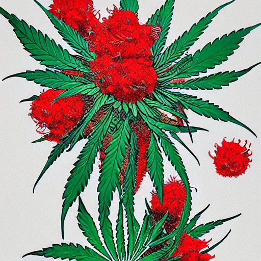 Prompt: cannabis flower artwork by james jean, trending on artstation