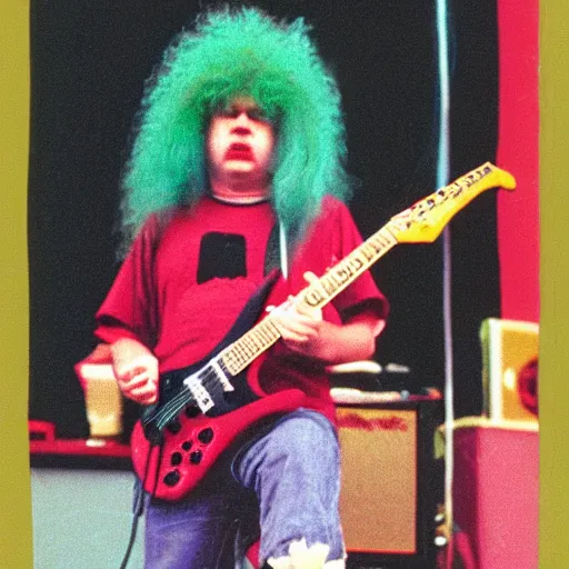 Prompt: the melvins live in concert, 1 9 9 2, buzz osborne, king buzzo, live at lollapalooza 1 9 9 2, vhs quality