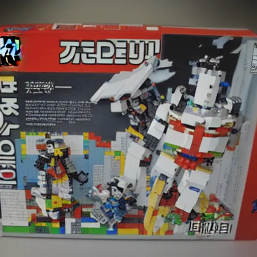 Prompt: anime robot building with legos by Keiichi Arawi