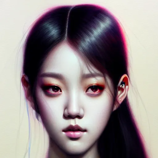 Image similar to jisoo of blackpink, hyperrealistic portrait, by karol bak and agnes cecile and artgerm, fantasy art, photo realistic, dynamic lighting, artstation, poster, volumetric lighting, very detailed face, 8 k, award winning