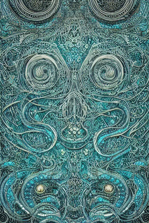 Image similar to a intricate background design with deep and intricate lace and gemstones and twisting lovecraftian by dan mumford, twirling metal, digital art, photorealistic, vivid colors, highly detailed, intricate