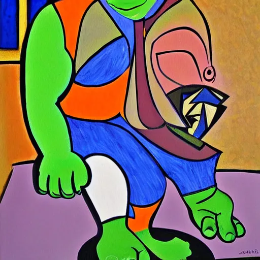 Prompt: shrek painting by Picasso