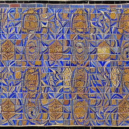 Image similar to beautiful roman mosaic of mc escher tiles, detailed, intricate