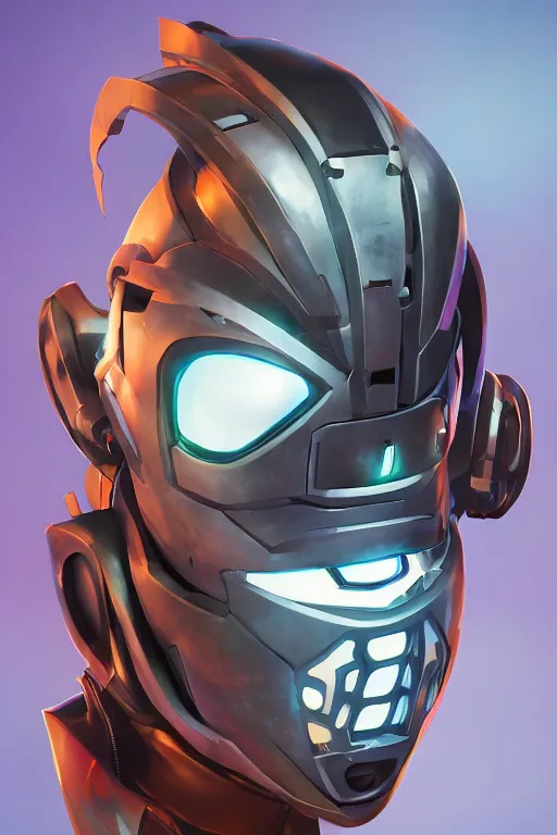 Image similar to epic mask helmet robot ninja portrait stylized as fornite style game design fanart by concept artist gervasio canda, behance hd by jesper ejsing, by rhads, makoto shinkai and lois van baarle, ilya kuvshinov, rossdraws global illumination radiating a glowing aura global illumination ray tracing hdr render in unreal engine 5