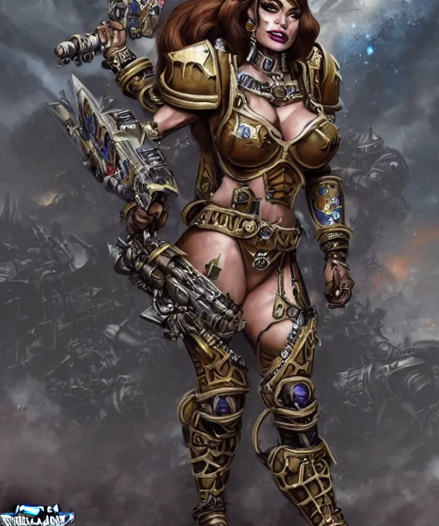 Prompt: Sofia Vergara as a battle sister from Warhammer 40k, highly detailed, intricate, concept art, artstation