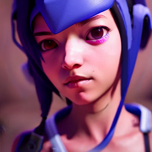 Image similar to a young girl with the appearance of ana from overwatch, design, octane render, 4 k, ingame shot