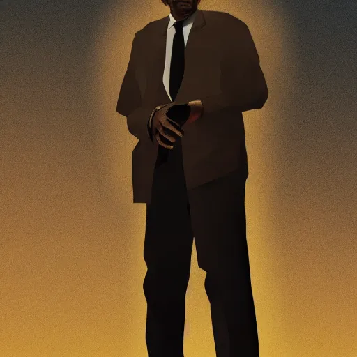 Image similar to old black man, flat background, greg rutkowski gta san andreas art