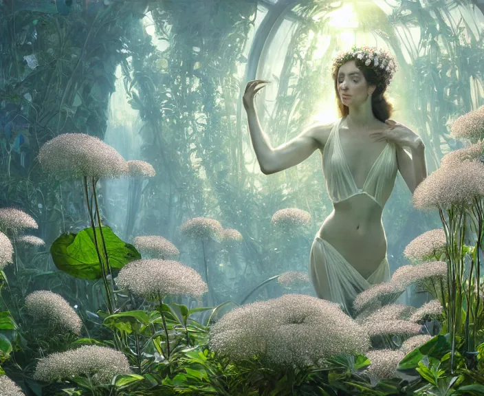 Image similar to elegance, transparent clear see - through image of many bubbles, lush botany, flowers, industrial plant environment, ultra realistic, concept art, photorealistic, octane render, 8 k, unreal engine. art by gustave dore and nori inoguchi and sam kaplan and zachary goulko and christopher marley and artgerm and alphonse mucha