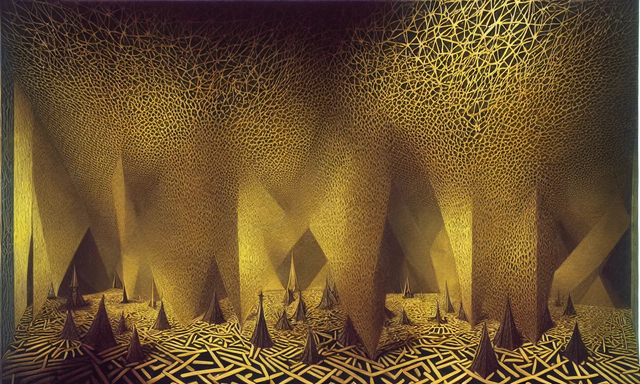 Image similar to building, jungle, kirigami, dichromatism, paradox, volumetric light, insanely detailed and intricate, hypermaximalist, elegant, ornate, hyper realistic, super detailed, by remedios varo uranga