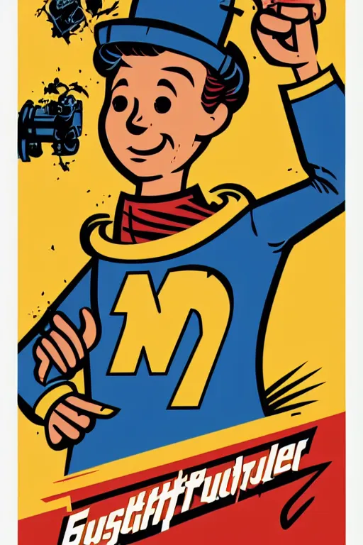 Image similar to fallout 7 6 retro futurist illustration art by butcher billy, sticker, colorful, illustration, highly detailed, simple, smooth and clean vector curves, no jagged lines, vector art, smooth andy warhol style