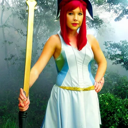 Image similar to misty from pokemon as joan of arc, romance novel!!!