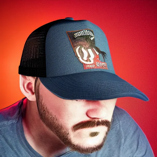 Image similar to hyperrealistic dslr film still of amorphous squid disguised as redneck wearing trucker hat, stunning 8 k octane comprehensive 3 d render, inspired by istvan sandorfi & greg rutkowski & unreal engine, perfect symmetry, dim volumetric cinematic lighting, extremely hyper - detailed, extremely lifelike attributes & lifelike texture, intricate, masterpiece, artstation, stunning