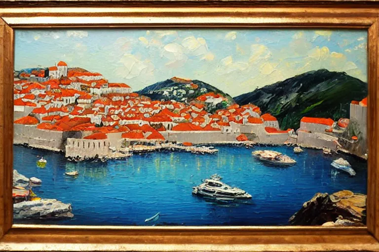 Prompt: dubrovnik, oil painting, oil in canvas, old painting, brushstrokes