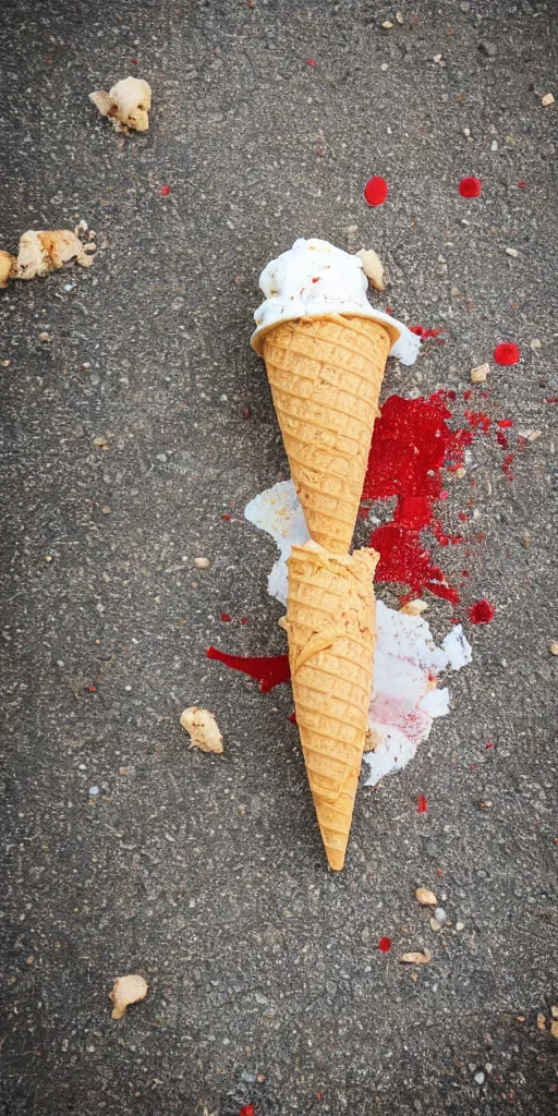 Image similar to ice cream cone splattered on a pavement in italy