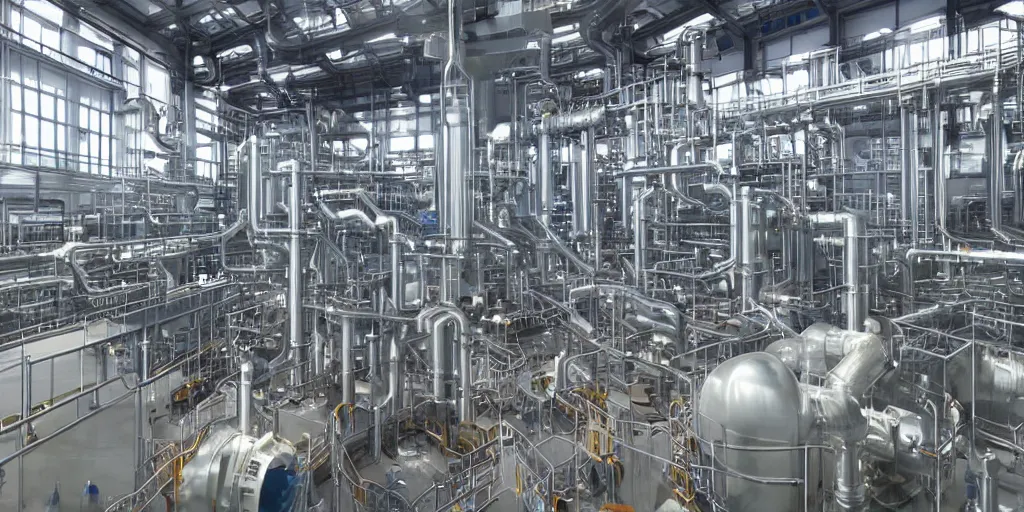 Image similar to a beautiful futuristic hyper realistic oil pipes processing plant