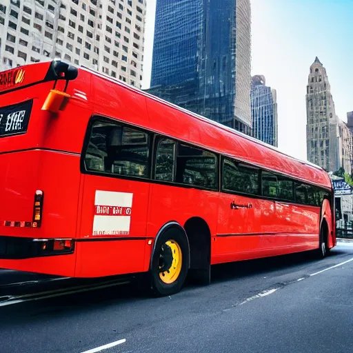 Image similar to photo of a giant bus, near new york bay