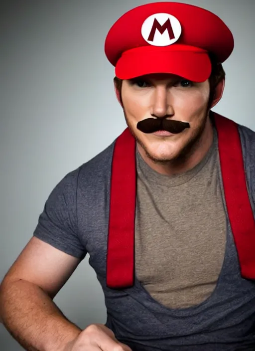 chris pratt dressed as mario, cosplay, mustache, | Stable Diffusion