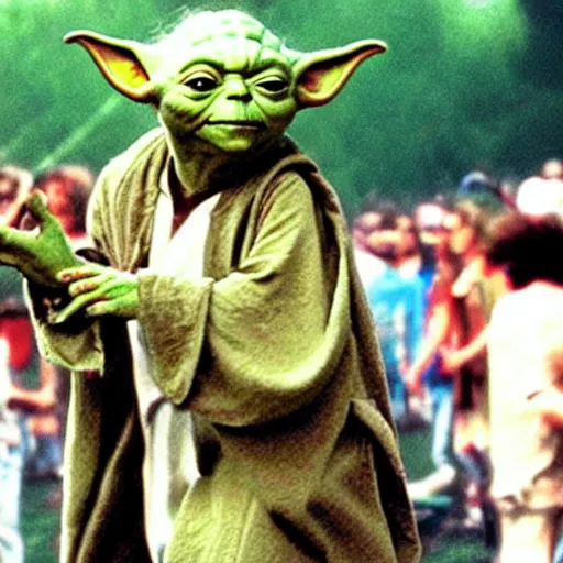 Image similar to yoda performing at woodstock