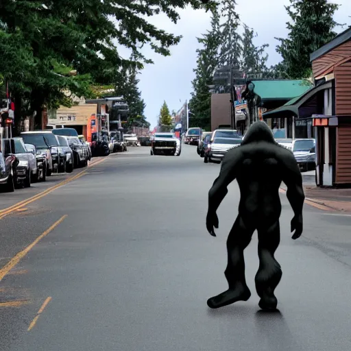 Image similar to bigfoot walking down the street in downtown Bremerton Washington