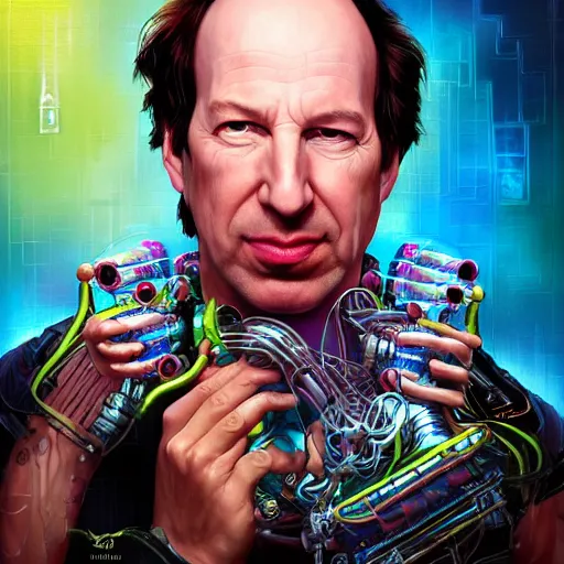 Image similar to Biopunk portrait of Hans Zimmer, Pixar style, by Tristan Eaton Stanley Artgerm and Tom Bagshaw.