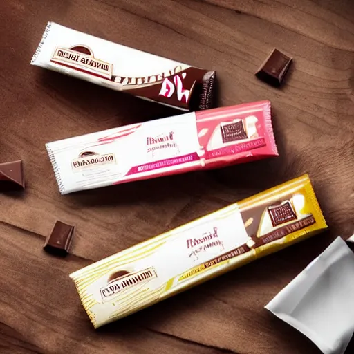 Prompt: chocolate candy bar packaging, modern style, very appealing, marketing photo