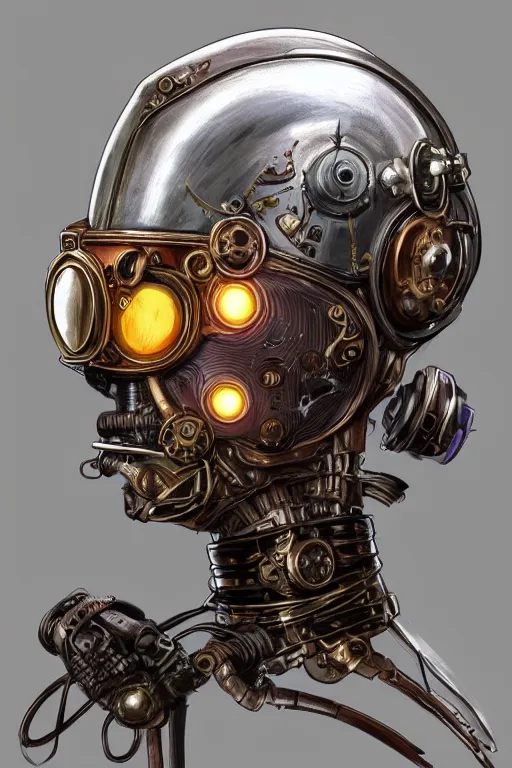 Image similar to steampunk helmet fantasy art mask robot ninja stylized digital illustration sharp focus, elegant intricate digital painting artstation concept art global illumination ray tracing advanced technology chaykin howard and campionpascale and cooke darwyn and davis jack