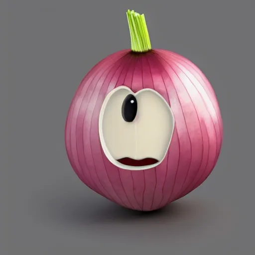 Image similar to onion. very sad face. big sad eyes. sad lips. crying. big tears. cartoon, 3 d render