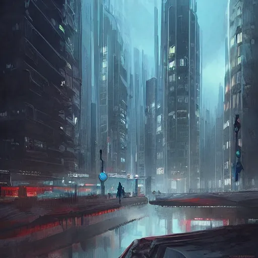 Image similar to futuristic underground polluted city, depressing, artstation