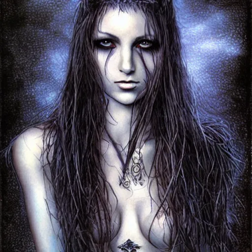 Image similar to half human half raven teen girl by Luis Royo