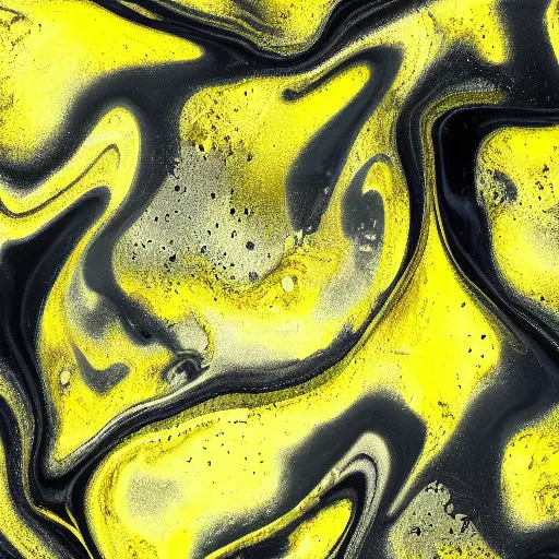 Prompt: beautiful liquid marble texture with oil bubbles. harmonic black yellow and mint coloured abstraction. ultradetailed realistic art