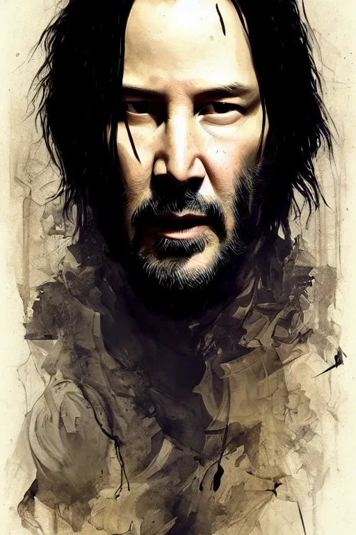 Image similar to keanu reeves, sorceror, lord of the rings, tattoos, decorative ornaments, by carl spitzweg, ismail inceoglu, vdragan bibin, hans thoma, greg rutkowski, alexandros pyromallis, perfect face, fine details, realistic shading, photorealism