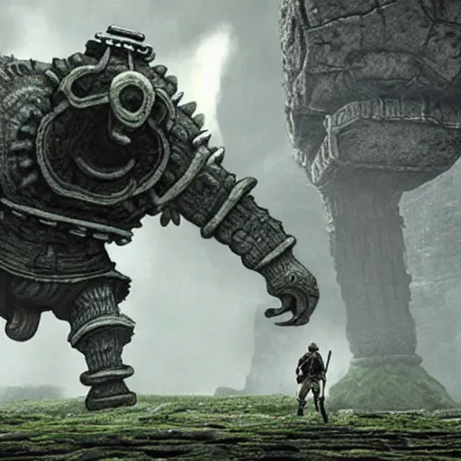 Prompt: snail reimagind in shadow of the colossus